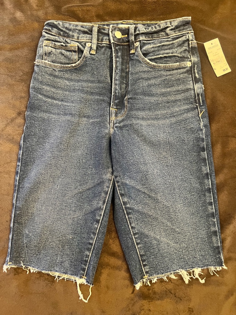 Good American Medium Wash Denim Bermuda Shorts
